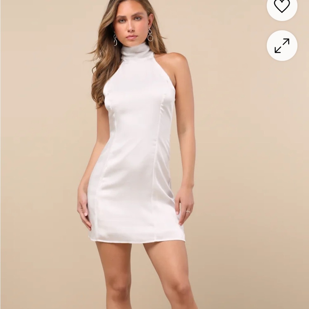 Lulus Infinite Admiration White Satin Halter Mini Dress